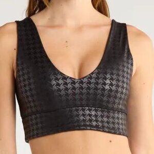 NWT X by Gottex Rib Insert Houndstooth V-Neck Sports Bra - Size XS - MSRP $54